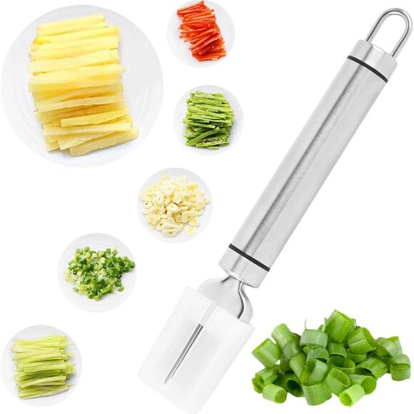 Kitchen Stainless Steel Onion Slicer Cutter Scallion Shredder Knife(2 pack) - Picture 4 of 12
